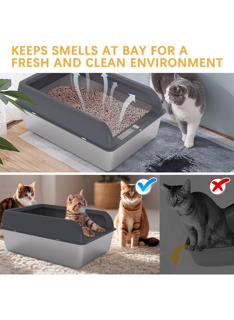 Stainless Steel Cat Litter Box with Lid, XL Extra Large Enclosed Litter Box for Big Cats,Kittens, Easy to Clean, Built-in Scoop (stainless steel) - Image 5